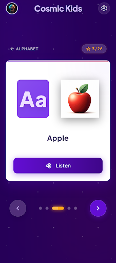Alphabet Flashcard screen